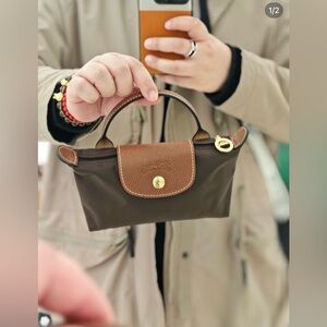 Longchamp Le Pliage mini make-up bag coffee‎ brown color